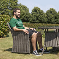 Sealey DG86 Dellonda Chester Rattan Wicker Outdoor Dining Set with Tempered Glass Tabletop 3pc