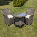 Sealey DG86 Dellonda Chester Rattan Wicker Outdoor Dining Set with Tempered Glass Tabletop 3pc