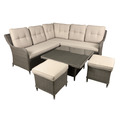 Sealey DG89 Dellonda Chester Rattan Wicker Outdoor 5-Seater Corner Sofa, Adjustable Table & Footstools Set 5pc