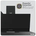 Sealey DH106 Baridi Angled Chimney Cooker Hood with Carbon Filters & LED Lamp 90cm, Energy Class A - Black Glass