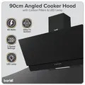 Sealey DH106 Baridi Angled Chimney Cooker Hood with Carbon Filters & LED Lamp 90cm, Energy Class A - Black Glass