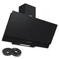 Sealey DH106 Baridi Angled Chimney Cooker Hood with Carbon Filters & LED Lamp 90cm, Energy Class A - Black Glass