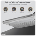 Sealey DH108 Baridi Visor Cooker Hood Extractor Fan 60cm - Stainless Steel