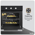 Baridi Built-In 5-Function Fan Assisted Oven with Timer 60cm, 55L Capacity - Black