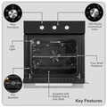Baridi Built-In 5-Function Fan Assisted Oven with Timer 60cm, 55L Capacity - Black
