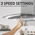Sealey DH128 Baridi Curved Glass Cooker Hood with Carbon Filters & LED Lights 60cm - Stainless Steel