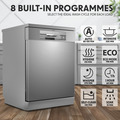 Sealey DH167 Baridi Regular Sized Freestanding Dishwasher 60cm Wide 14 Place Settings - Silver