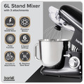Sealey DH173 Baridi 1500W Stand Mixer with Accessories 6L - Black
