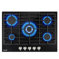 Baridi Gas Hob with 5 Cooking Zones 70cm - Black