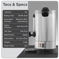 Sealey DH269 Baridi Hot Water Boiler/Tea Urn 10L Capacity, Stainless Steel