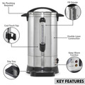 Sealey DH270 Baridi Hot Water Boiler, Tea Urn, 20L Capacity, Stainless Steel