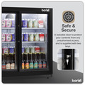 Sealey Baridi Back Bar Drinks Fridge/Cooler with Double Sliding Doors, 190L Capacity