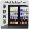 Sealey Baridi Back Bar Drinks Fridge/Cooler with Double Sliding Doors, 190L Capacity
