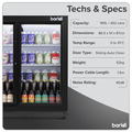 Sealey Baridi Back Bar Drinks Fridge/Cooler with Double Sliding Doors, 190L Capacity
