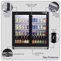 Sealey Baridi Back Bar Drinks Fridge/Cooler with Double Sliding Doors, 190L Capacity