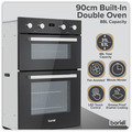 Sealey DH279 Baridi 90cm Built-In Double Oven, 88L Capacity, Energy Rating A - Black