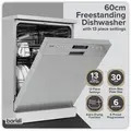 Sealey DH280 Baridi Regular Sized Freestanding Dishwasher 60cm Wide 13 Place Settings - Silver