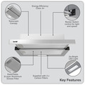 Sealey DH286 Baridi Telescopic Cooker Hood with Aluminium Filters 60cm - Stainless Steel