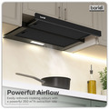 Sealey DH287 Baridi Telescopic Cooker Hood with Aluminium Filters 60cm - Black
