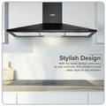 Sealey DH59 Baridi Cooker Hood, Chimney Style with Carbon Filters 90cm - Black