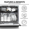 Baridi Tabletop Dishwasher 8 Place Settings 8L Capacity - Black