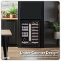 Sealey DH96 Baridi 40 Bottle/120 Can Under-Counter/Freestanding Dual Zone Wine Fridge & Cooler 60cm