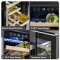 Sealey DH96 Baridi 40 Bottle/120 Can Under-Counter/Freestanding Dual Zone Wine Fridge & Cooler 60cm