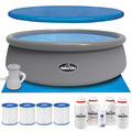 Sealey DL136 Dellonda Paddling/Swimming Pool & Pump with Cover, Ground Sheet, Test Strips, Starter Kit and Filters 15ft - Gray Rattan Effect