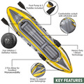 Sealey DL155 Dellonda Inflatable 2-Person Kayak/Canoe Set with Pump, Carry Bag & 2 Oars - Blue/Yellow/White