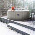 Dellonda 2-4 Person Inflatable Hot Tub/Spa with Smart Pump - Rattan Effect