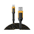 DEWALT DWT1311359 Telecoms USB A to Lightning® Reinforced Charging Cable 1.2m (4ft)