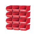 Faithfull 12 Plastic Storage Bins with Wall Mounting Rails