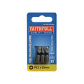 Faithfull Pozi Impact Screwdriver Bits PZ2 x 25mm (Pack 3)