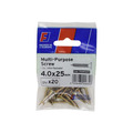 ForgeFix FORFPMS425Y Multi-Purpose Pozi Screw CSK ST ZYP 4.0 x 25mm ForgePack 20