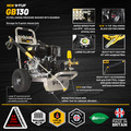V-TUF GB130 3626psi, 250Bar, 15L/min Industrial 13HP Gearbox Driven Honda Petrol Pressure Washer - Stainless Steel Frame