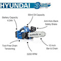 Hyundai 10'' 25cm Cordless Chainsaw Brushless 20V Li-Ion 4Ah Battery & GardenTek Garden Trolley on Wheels, 120kg Load with Brakes | HY2190+GTW260