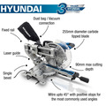Hyundai 2000W Sliding Mitre Saw 255mm Blade & Vacuum Cleaner 1200W Bundle