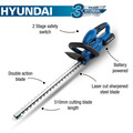 Hyundai 20V MAX 510mm Cordless Hedge Trimmer 2Ah Li-Ion Battery Powered & GardenTek Garden Trolley on Wheels, 120kg Load with Brakes | HY2188+GTW260