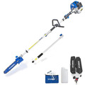 Hyundai 52cc Petrol Pole Saw Pruner Chainsaw 2.7m Long Reach 260mm Cutting Width & GardenTek Folding Trolley on Wheels, Garden Trolley 120kg | HYPS5200X+GTW220