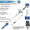 Hyundai 52cc Petrol Pole Saw Pruner Chainsaw 2.7m Long Reach 260mm Cutting Width & GardenTek Folding Trolley on Wheels, Garden Trolley 120kg | HYPS5200X+GTW220
