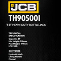JCB 5 Tonne Heavy-Duty Automotive Hydraulic Bottle Jack, 474mm Maximum Lift | JCB-TH905001