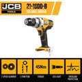 JCB 18V Cordless Drill Driver Li-Ion 2Ah - 5Ah, 13mm 1/2 Keyless Chuck | 21-18DD-B, Bare Unit