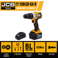 JCB 18V 65Nm Brushless, Variable Speed Combi Drill with 5.0Ah Li-ion Battery & 2.4A Charger | JCB-18BLCD-5X-B