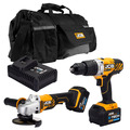 JCB 18V Combi Drill Angle Grinder Kit 2x 5.0ah Lithium-Ion Batteries and super fast charger in 20 kit bag | 21-18AGCD-5