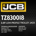 JCB 2.5 Tonne Low-Profile Hydraulic Trolley Jack | JCB-TZ830018