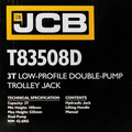 JCB 3 Tonne Hydraulic Trolley Jack, low-Profile, 98-535 mm Lift, Double Pump | JCB-T83508D
