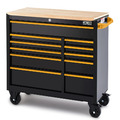 JCB Classic Design 42'' Roller Tool Cabinet, 11 Drawers, Steel with Hardwood Worktop | JCBRCBB