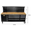 JCB Workshop Table Trolley and Tool Cabinet, 10 Drawers, 13 Hooks, Caster Mounted | JCB-01Y0109