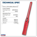 Sealey LED3604R Rechargeable 360� Slim Inspection Light 8W & 1W SMD LED - Red