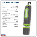 Sealey LED3606G Rechargeable 360� Inspection Light 15W & 3W SMD LED - Green